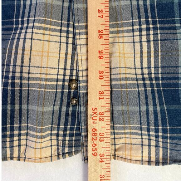 Abercrombie & Fitch THE BIG SHIRT Plaid Blue Button Down Long Sleeve Shirt Sz LG - Picture 8 of 12